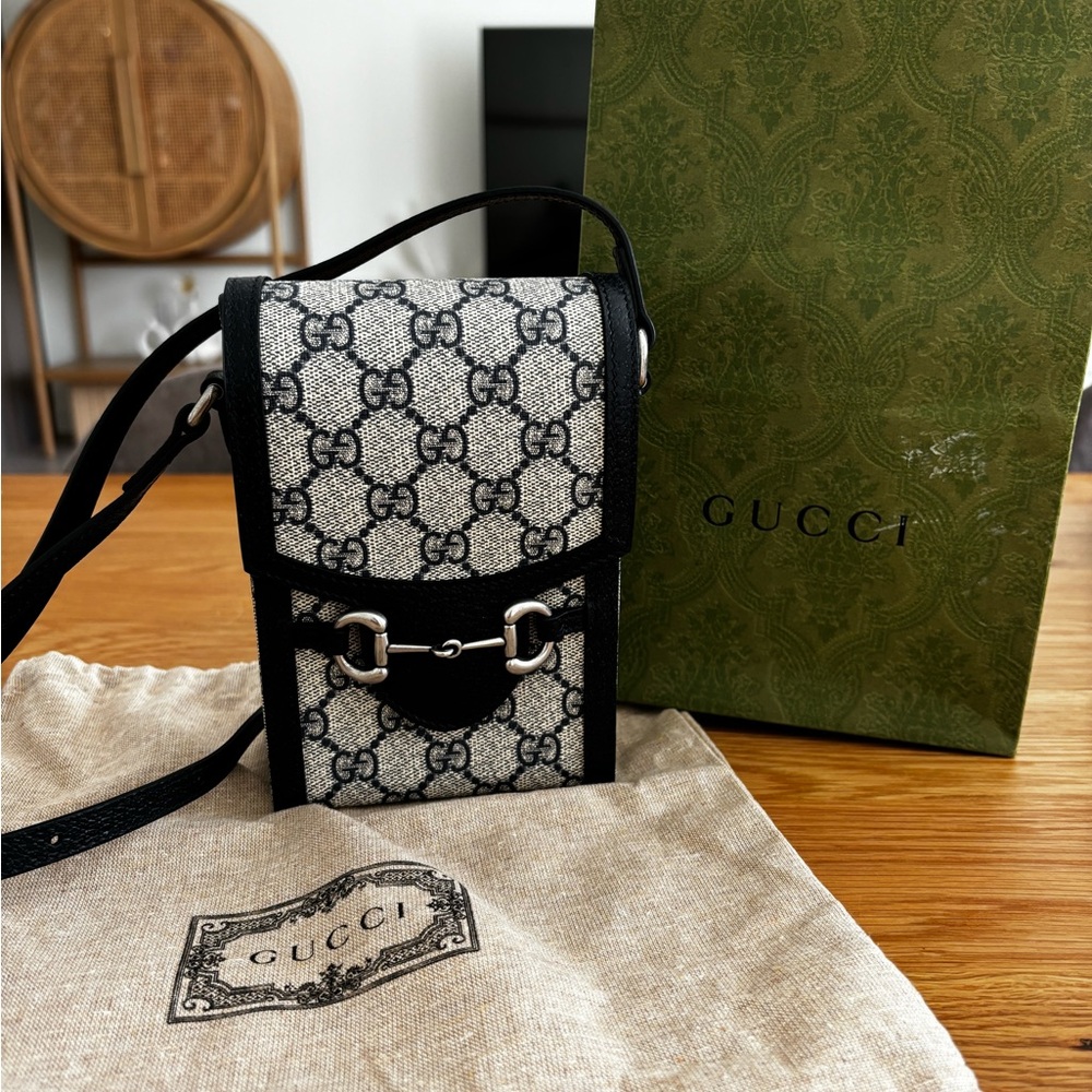 Gucci Horsebit 1955 Mini Bag (Blue black)